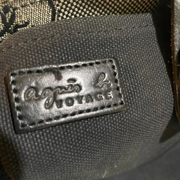 Agenes b voyage canvas leather tote handbag - Picture 7 of 12